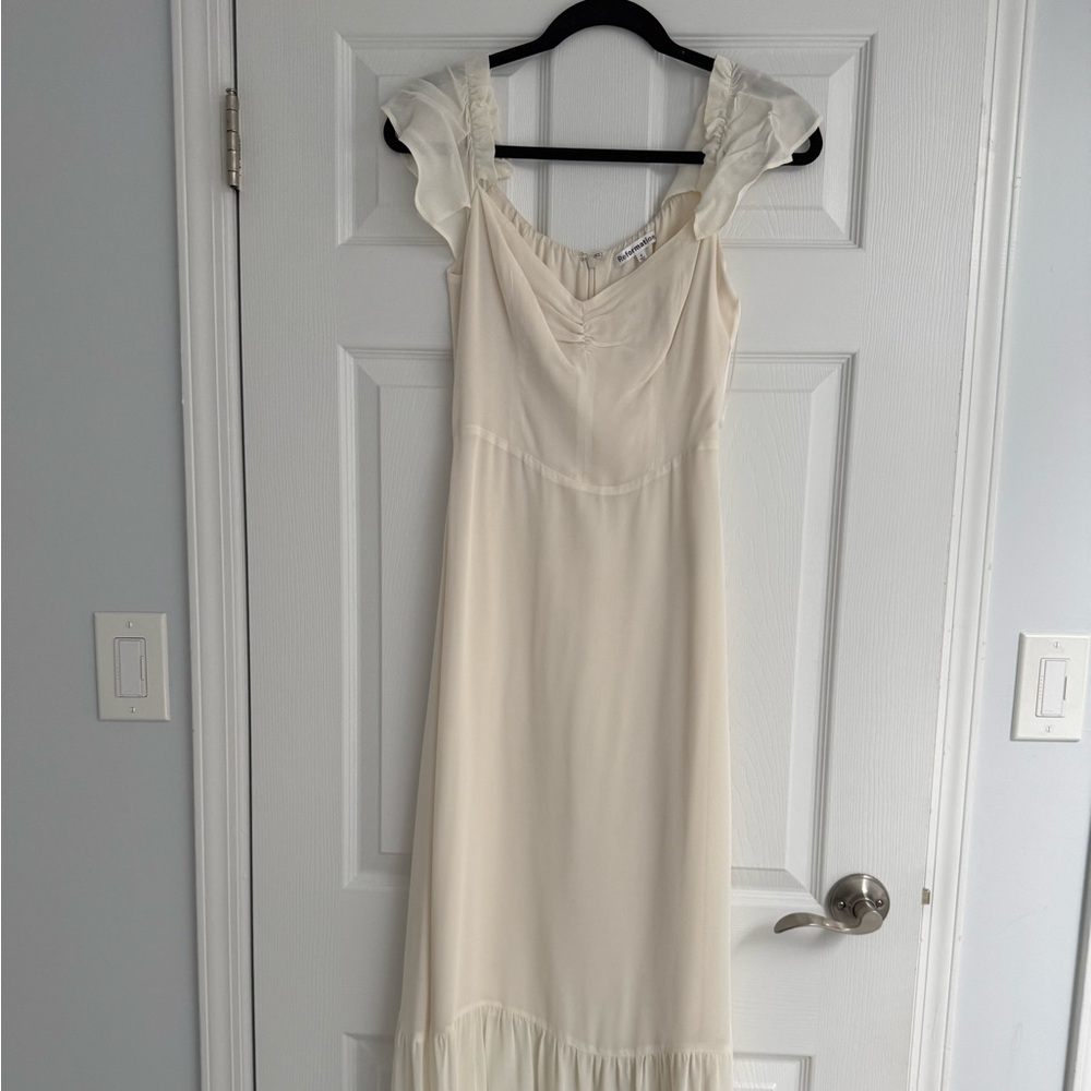 Reformation Cream Maxi Dress with Ruffle Sleeves